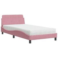 cama individual  cama para adultos  cama con colchon terciopelo rosa 100x200 cm