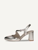 caprice sling pumps brown made of leather with trapeze heel size 375