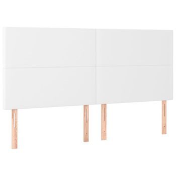 Cabecero Cama Mueble De Dormitorio Con Luces Led Cuero Sintético 180 X 5 X 118/128 Cm Blanco M02_0002141