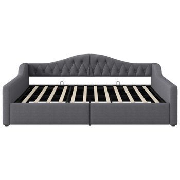 Cama Tapizada 140x200 - Con Led Y Almacenamiento - Gris