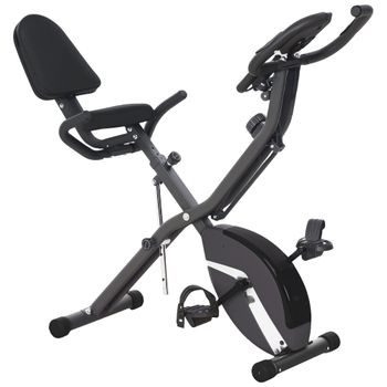 SPORTNOW Bicicleta Estática Plegable con Resistencia Magnética Monitor LCD y Bandas para Brazos 43x97x109 cm Negro