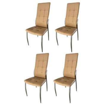 Pack 4 Sillas Laci Estilo Moderno Color Capuchino Polipiel Salón Comedor 101x51x45