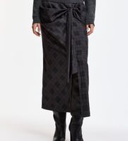 essentiel antwerp para mujer karm falda midi drapeada karm negro 36 casual algodon clasico