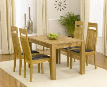 Verona 120cm Solid Oak Dining Table with Monaco Chairs - Brown, 4 Chairs