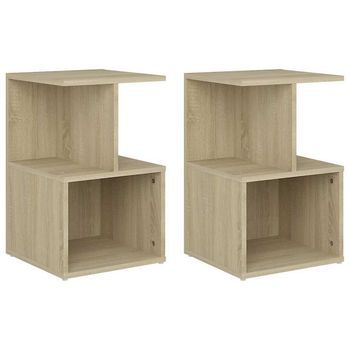 Juego De 2 Mesitas De Noche - Mesillas Contrachapada Roble Sonoma 35x35x55 Cm Mc5588