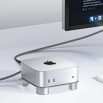 SAMZHE Soporte de escritorio para Mac mini M4/M4 Pro, bracket de disipación, antiadherente de aluminio, montaje, base de