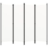 biombo separador de ambientes 4 paneles 200 x 180 cm en tela blanca y hierro dec030838