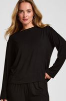 hunkemoller camiseta pijama manga larga jersey negro