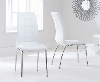 Calgary Ivory White Faux Leather Dining Chairs - Ivory