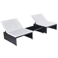pack 2 uds tumbona de jardin  tumbona de exterior  sillas con mesita ratan sintetico negro cfw599742