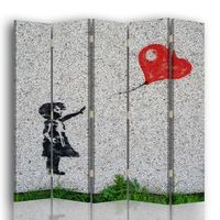 legendarte - biombo globo del amor - separador de ambientes para interiores cm 180x170 5 paneles