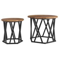 2 piezas mesa lateral  mesas auxiliar madera reciclada