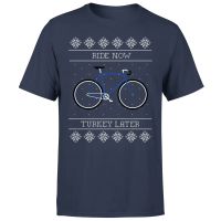ride now turkey later mens christmas t-shirt - navy - xl - navy