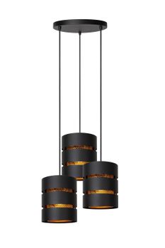 Lámpara colgante de metal 3xe27, negro
