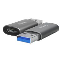 adaptador usb trust calyx usb 32 gen2 tipo-c hembra a usb-a macho gris 7g