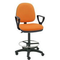 taburete giratorio milano negro con reposabrazos - tapizado naranja