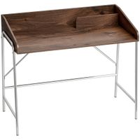 homcom escritorio escritorio para ordenador 109 cm con borde de seguridad y estructura de metal nogal