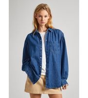 pepe jeans para mujer pl304730 camisa miley azul xl casual algodon manga larga sostenible