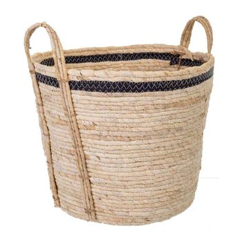 Capazo de fibra natural marrón 36x36x30
