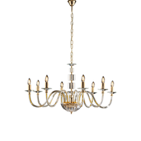 lampara de arana franz en dorado con cristal transparente y pedreria 8 luces 116 o96 bl275-8-or