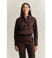 gant para mujer 4300212 camisa de popelina clasica relaxed fit marron 42 casual algodon manga larga