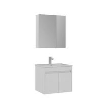 conjunto de mueble con lavabo y espejo 2 piezas  - 65 x 45 x 52 cm - blanco mate