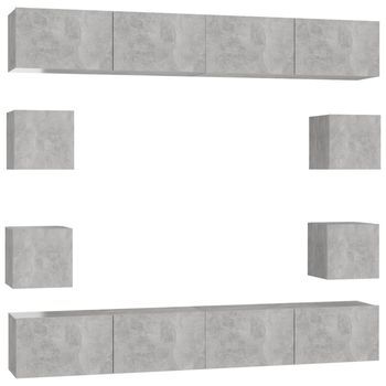 Juego De Muebles De Salón 8 Piezas Gris Hormigón Vidaxl