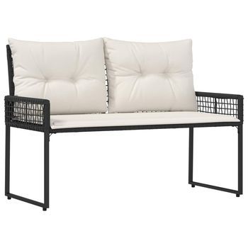 Banco De Exterior Con Cojín Negro Y Crema 118 X 55 X 82 Cm Vidaxl