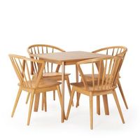juego de mesa 80x80 cm y 4 sillas de comedor mura color roble