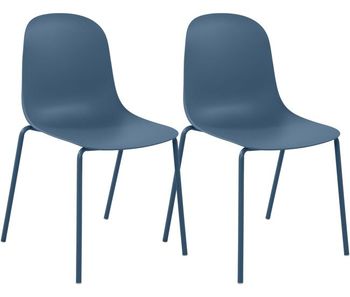 Set de 2 sillas apilables hardin plástico azul 55x51x85 cm