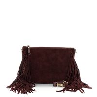 clutch de ante con cremallera largos flecos laterales y bandolera extraible wine
