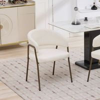silla de comedor moderna - mueble para comedor - chenilla y metal - beige 57x545x795cm