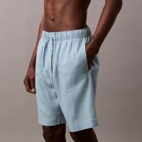 calvin klein linen-blend sleep shorts - l