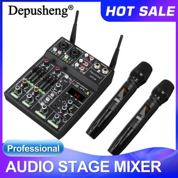 Mezclador de Audio de 4 Canales, Amplificador de Alta Potencia, Mezcla de Sonido con Micrófono, Consola Digital Depusheng UF4-M para Karaoke y Escenario