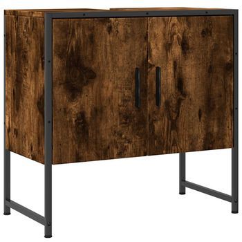 Armario Lavabo Baño Madera Ingeniería Roble Ahumado 60x33x60 Cm Vidaxl