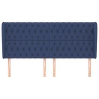 cabecero cama mueble de dormitorio con orejas de tela 183 x 23 x 118128 cm azul m020003061