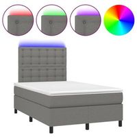 estructura de cama led con cabecero con somier colchon 120x200 cm tela gris oscuro tdl0208406