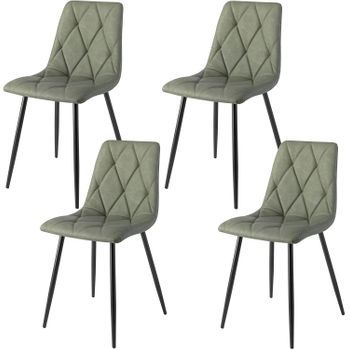Set 4 Sillas De Comedor Ecopiel Piel Va - Verde