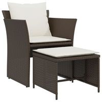 sillon de jardin  silla de jardin con reposapies ratan sintetico marron