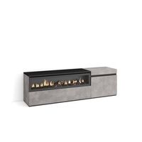 mueble tv television muebles de salon almacenaje 150x45x35cm para tv hasta 65 chimenea electrica estilo moderno cemento