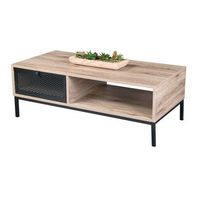 mesa baja de madera con un cajon de rejilla y un nicho r dimensiones 100x50xh36 cm r coleccion metalix