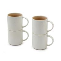 juego de 4 tazas de gres beige y blanco d10