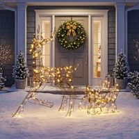 reno con trineo luminoso navideno con 175 led blanco calido outsunny