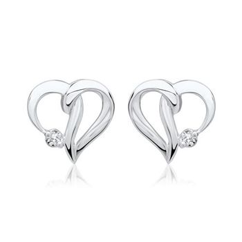 Pendientes 14 quilates oro blanco 2 diamantes 0,0146 ct.