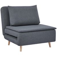 homcom sillon cama 3 en 1 con funcion de cama sillon reclinable respaldo regulable patas de madera de haya cojin gris   aosom espana