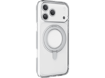 Funda móvil - CellularLine SPIN MAG, Para iPhone 17 Pro Max, Con soporte de anillo giratorio, Compatible con el ecosistema Magsafe, Transparente