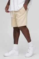 plus elasticated waist relaxed fit shorts beige