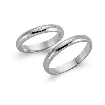Alianzas 8 quilates oro blanco con diamante