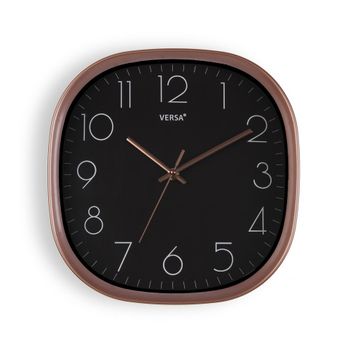 Reloj de pared cuadrado en plástico negro