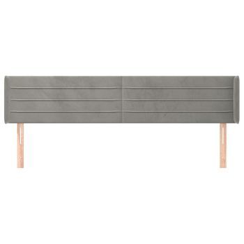 Cabecero Cama Mueble De Dormitorio De Terciopelo Claro 183 X 16 X 78/88 Cm Gris M02_0008119